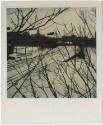 Hartford skyline in winter, with snowy railroad tracks in foreground  Gift of the Richard Welli ...