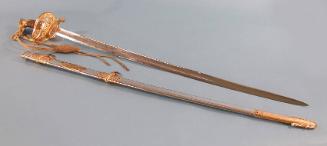 Full view of sword with scabbard