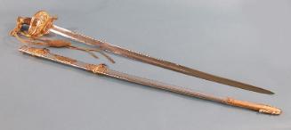 Full view of sword with scabbard