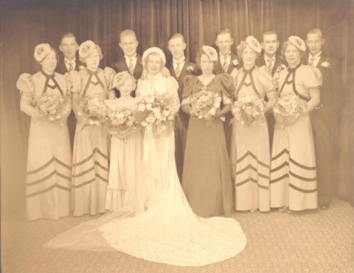 D. Elizabeth Anderson Wetherell wearing the wedding dress in 1937.
