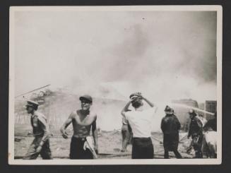 Hartford Circus Fire: Walter Orzechowski and Others outside Smoking Ruins