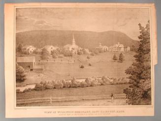 View of Williston Seminary, East Hampton, Mass. Showing Part of the Village, with Mount Tom in the Distance.
