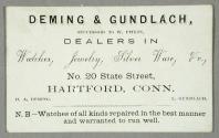 Recto: Deming & Gundlach business card.
