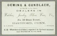 Recto: Deming & Gundlach business card.