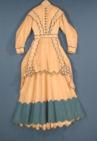 Front of dress with overskirt.