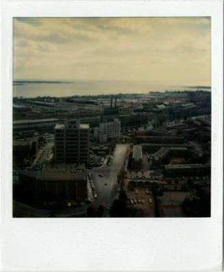 New Haven shoreline from elevated viewpoint, with Union Station in midground, Gift of the Richa…