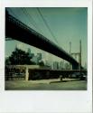 Brooklyn Bridge from the street, with Manhattan buildings in the background, Gift of the Richar…