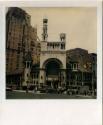 Unidentified building with a tower, two different-sized turrets on the front, Gift of the Richa…