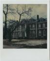 Unidentified building with white columns, an arched entryway, and two chimneys, Gift of the Ric…