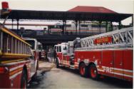 Fire trucks at Union Station, Hartford. Gift of the Richard Welling Family, 2012.284.1556  © 20…