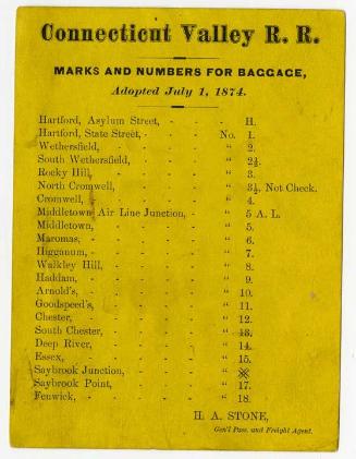 Connecticut Valley R.R., marks and  numbers for baggage, 1950.6.12 © 2015 The Connecticut Histo…
