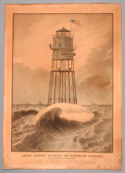 Iron Light House, on Minot's Ledge. Off Cohasset, Mass. Bay.