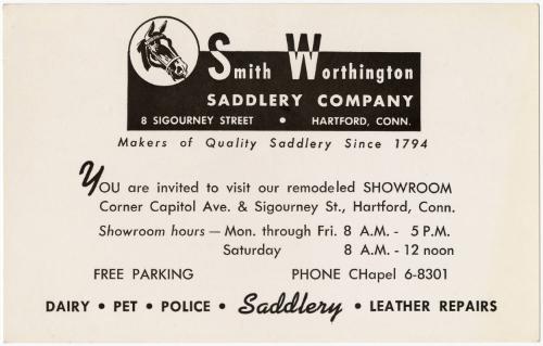 Gift of the Smith-Worthington Saddlery Co., 2021.22.16, Connecticut Historical Society, Copyrig…