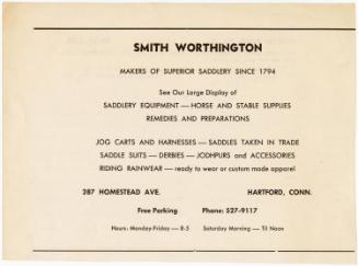 Gift of the Smith-Worthington Saddlery Co., 2021.22.22, Connecticut Historical Society, Copyrig…