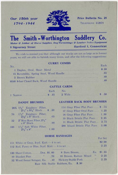 Gift of the Smith-Worthington Saddlery Co., 2021.22.27, Connecticut Historical Society, No Know…