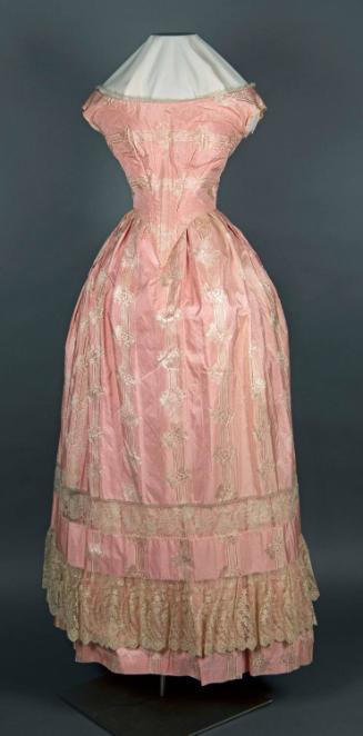 Front of dress with evening bodice 2.

Gift of Mrs. Seth P. Holcombe and Mrs. Gilbert A. Wick…